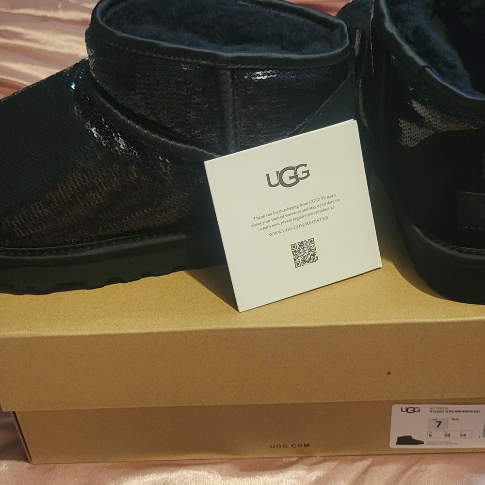 UGG Women's Shiny Black Ankle Boots
